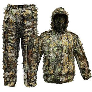Men's Leaves Camo Ghillie Hunting Woodland Suit in Green Size M/L NWT